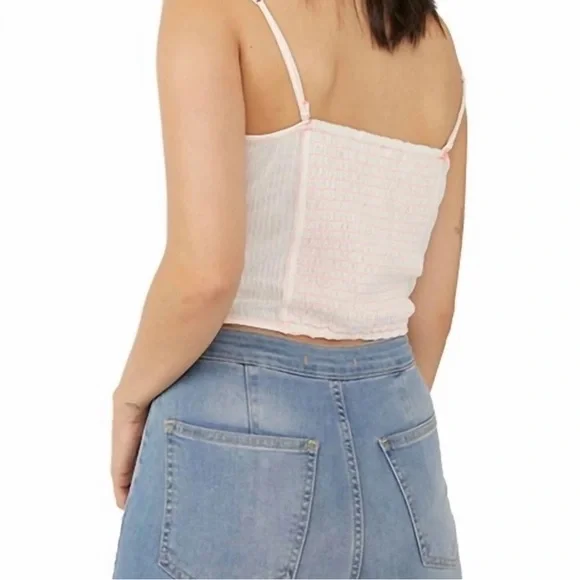 Free People Pink Eyelet Lace Tank Top - Picture 2 of 7